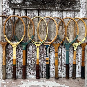 Wood Tennis Racket Wilson Dunlop Ken Wel Wright and Ditson Davis Cup Antique Wooden Tennis Racquet Sports E