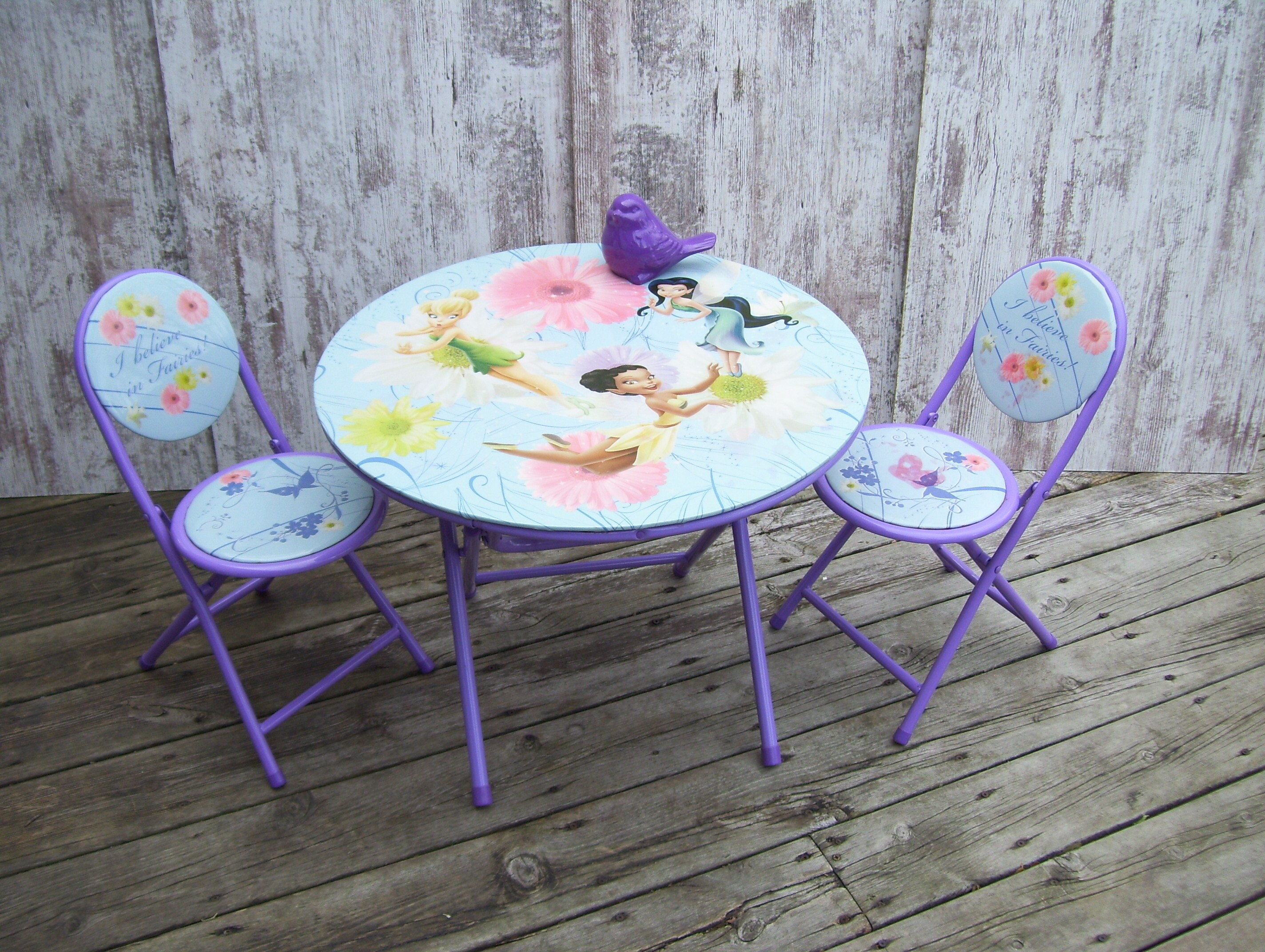Disney Folding Table Chair Set Metal Legs Fairies Tinker Bell Etsy