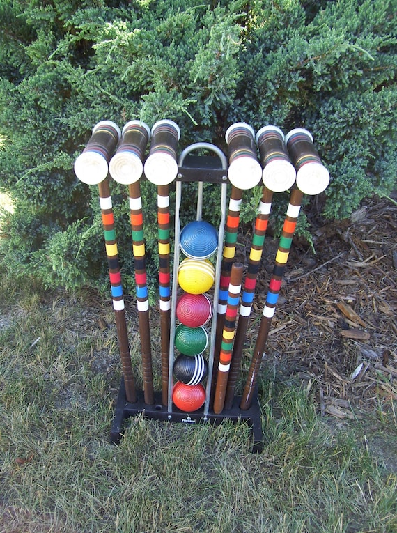 6 Forster Croquet Set Complete With Stand Wood Croquet Balls Etsy