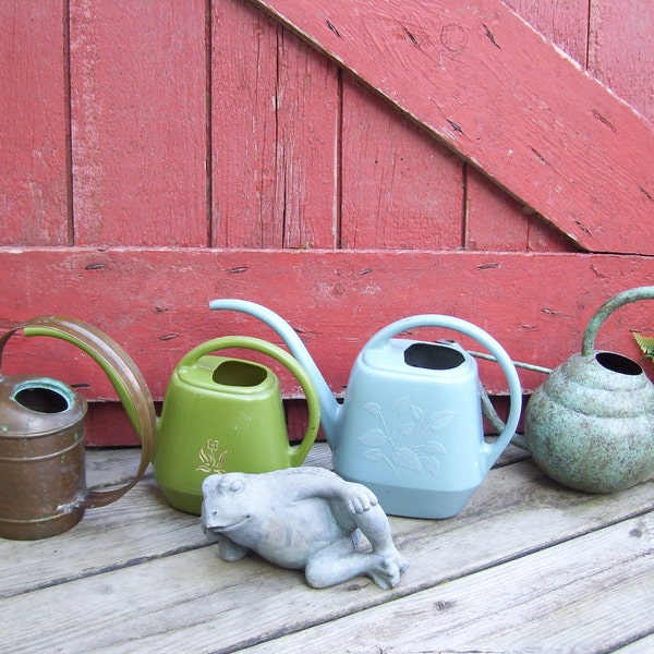 Copper Watering Can OR Garden Scene Plastic Watering Can YOUR PICK Garden Decor