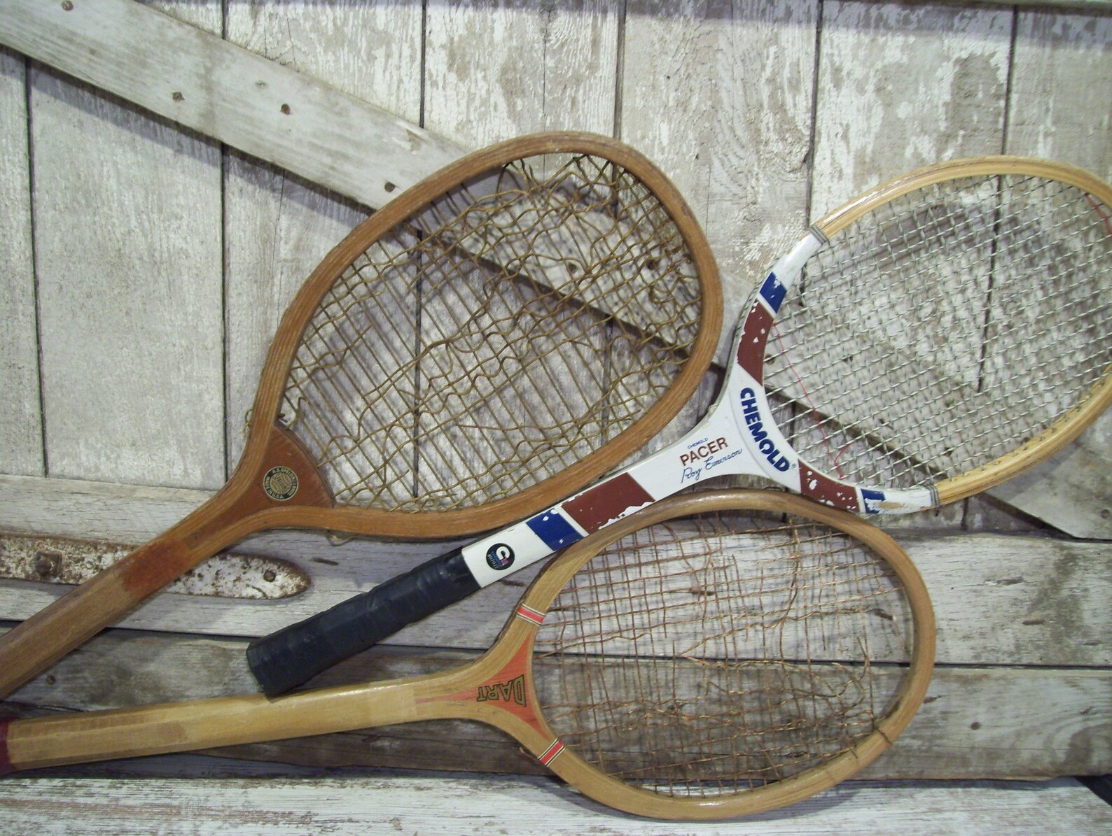 Wood Tennis Racket Spalding Chemold Roy Emerson Net King Etsy