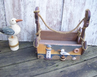 Vintage Pelican Anchor Beach Themed Storage Box Nautical Boat Decor