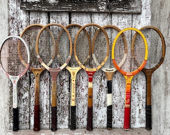 Wood Tennis Racquet Spalding Jack Kramer Don Budge Wilson RUSTIC BROKEN Strings Wooden Tennis Racket Sports J