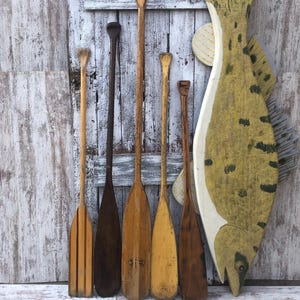 Vintage Wood Canoe Paddle Feather Brand Wood Stained Smokers Brand Wood Boat Oars YOUR CHOICE K