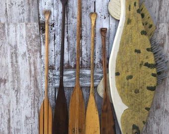 Vintage Wood Canoe Paddle Feather Brand Wood Stained Smokers Brand Wood Boat Oars YOUR CHOICE K