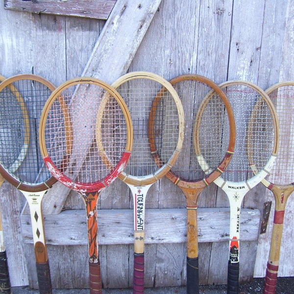 Wood Tennis Racket Wilson Jack Kramer Top Seeded Don Budge Bancroft Crown Johnny Walker RUSTIC BROKEN Strings Wooden Tennis Racquet Sports H