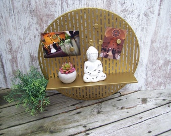 Gold Metal Shelf With Moveable Magnets Round Asian Hollywood Glam