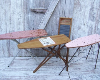 Pink Metal Ironing Board Farmhouse Ironing Table Children Size Or Wood Sol Lid Folding Iron Board Laundry Room YOUR CHOICE