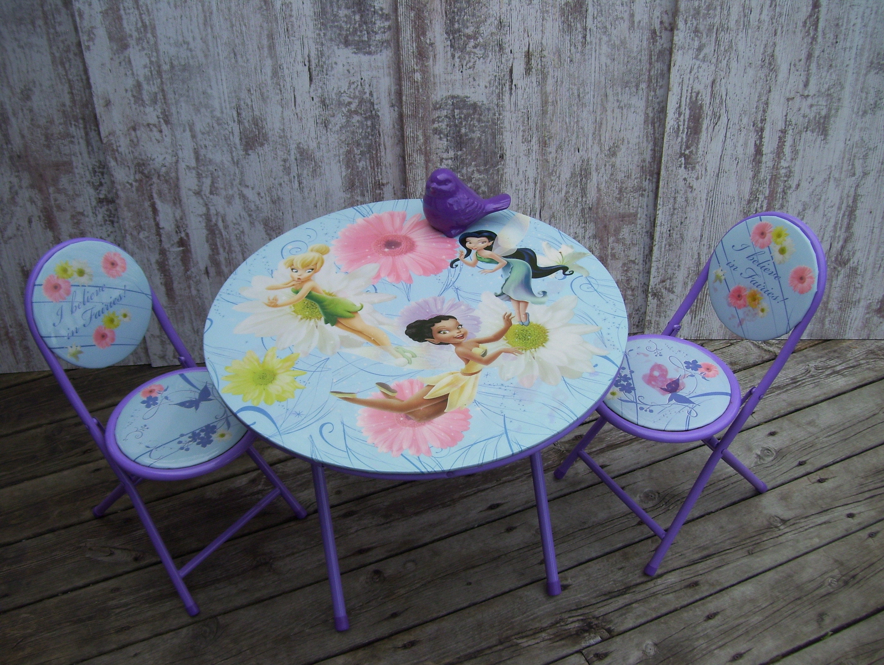 Disney Folding Table Chair Set Metal Legs Fairies Tinker Bell Etsy