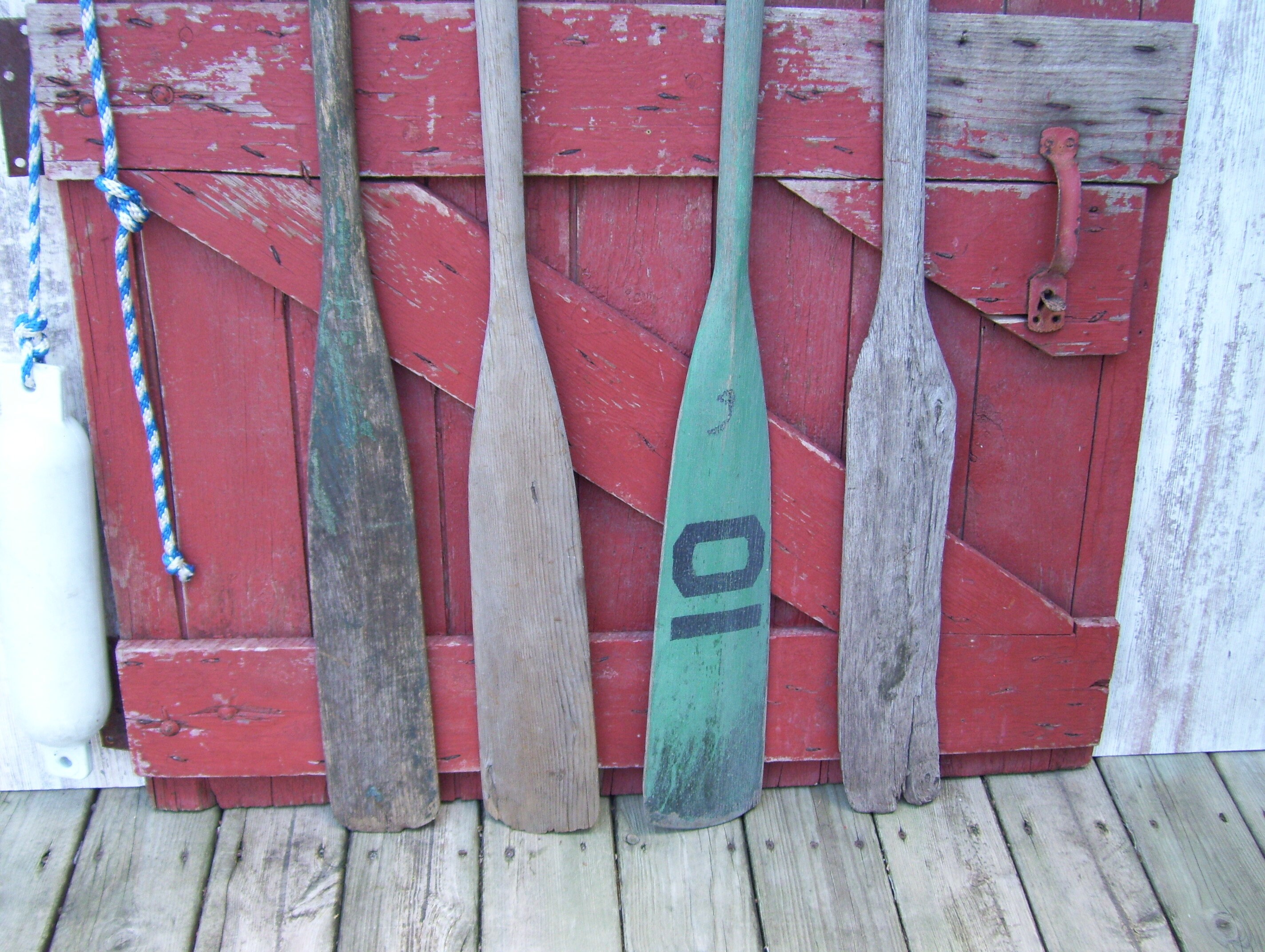 Vintage Wood Boat Oar Painted Paddles Wynn Locks Rustic Cabin Lodge