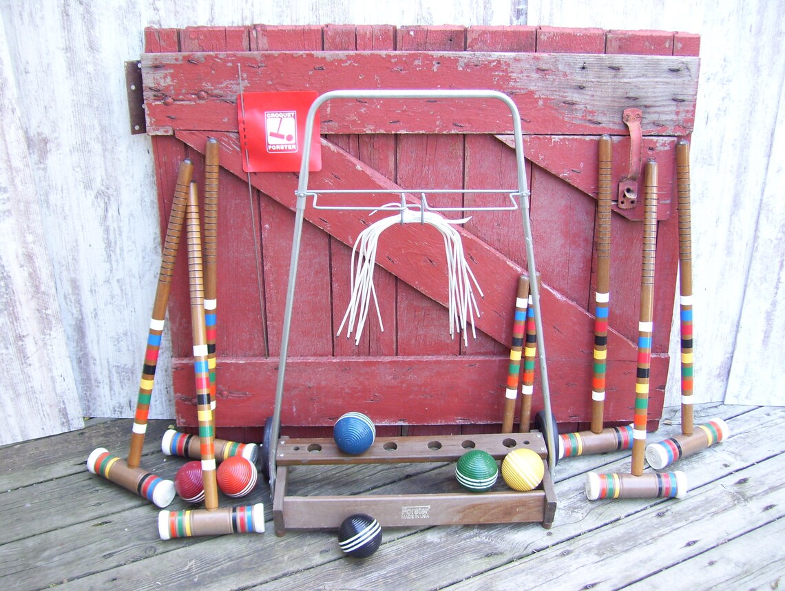 6 Forster Croquet Set Complete With Large Wood Stand Complete Etsy