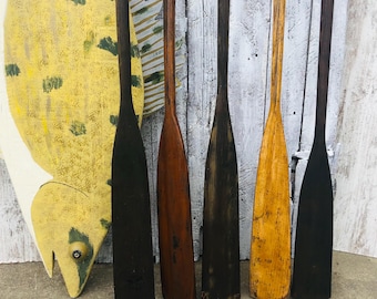 Vintage Wood Boat Oars 71" Stained Or Honey Boat Paddles 83" Canoe Beach Lake House I