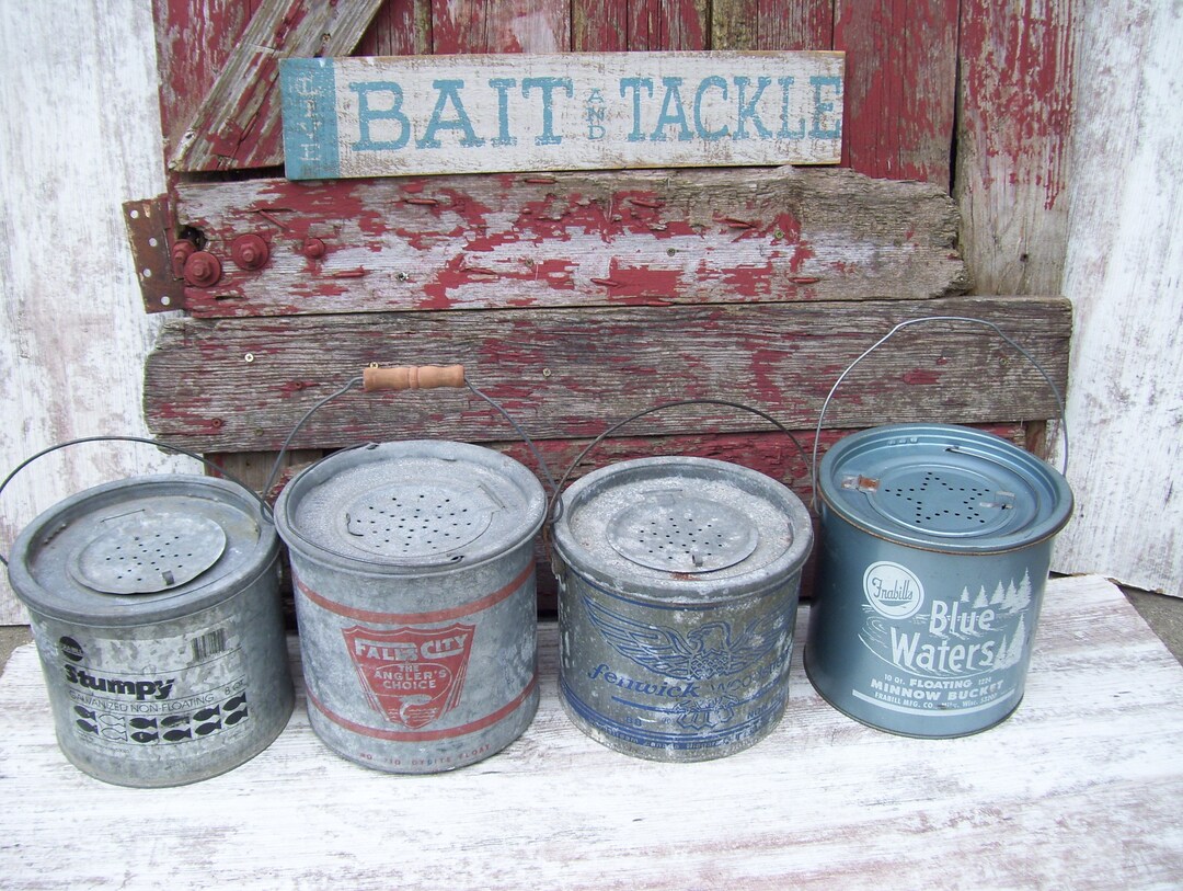 Vintage Minnow Bucket Blue Waters Frabill Stumpy Min O Life Etsy