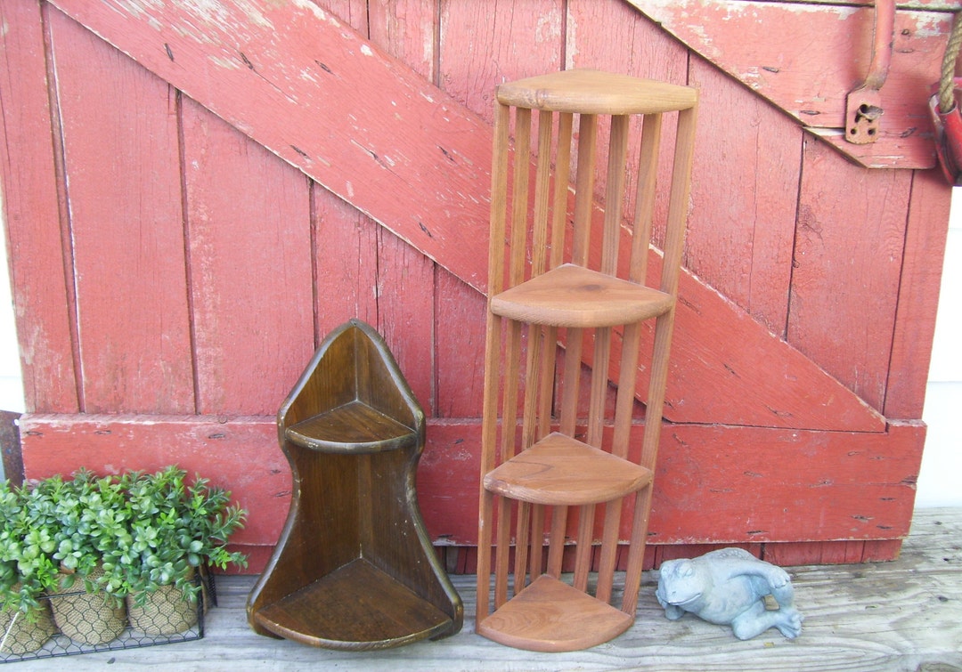 Vintage Wood Corner Shelf Boho OR Wooden Crate Style Shelf Etsy
