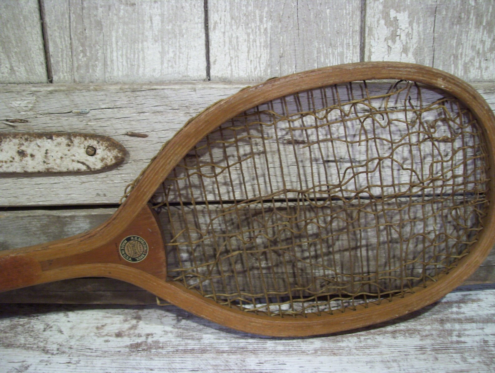 Wood Tennis Racket Spalding Chemold Roy Emerson Net King Etsy