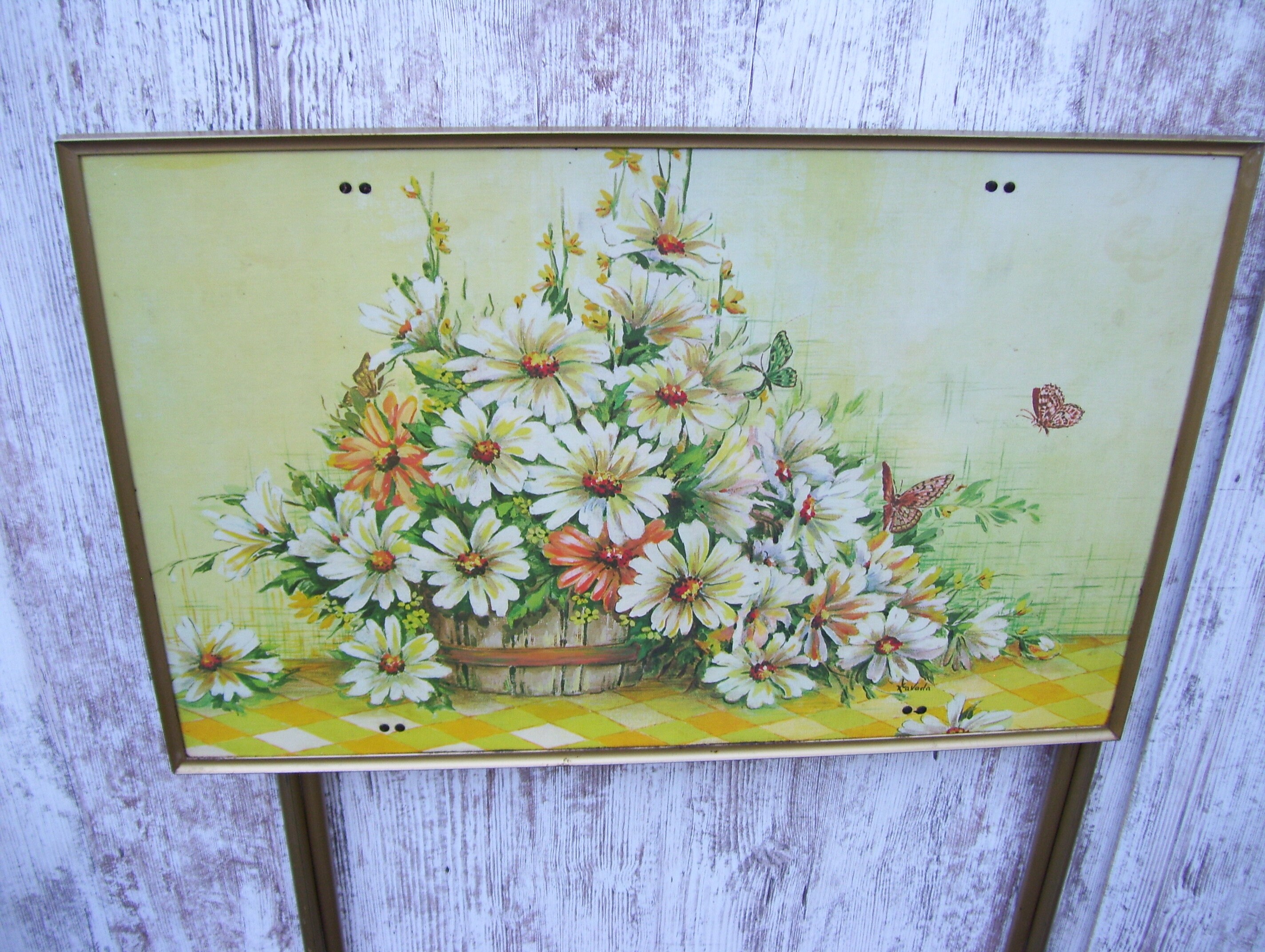 3 Lavada TV Trays Daisy Basket Signed Trays Mid Century Modern Etsy