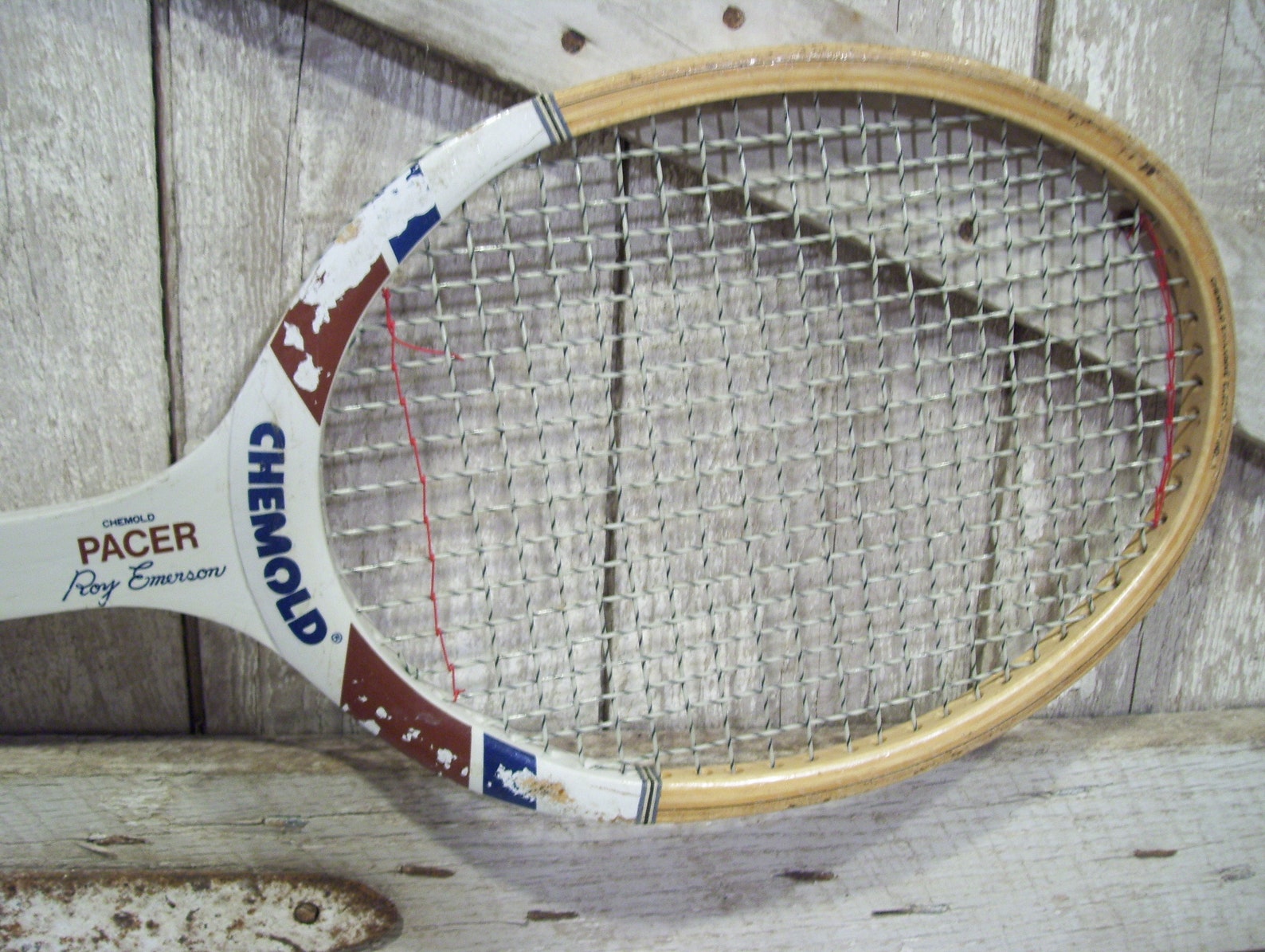 Wood Tennis Racket Spalding Chemold Roy Emerson Net King Etsy