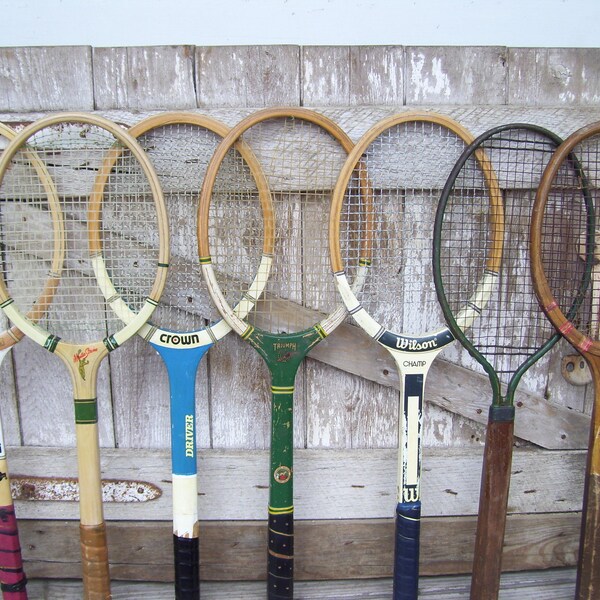 Wood Tennis Racket Antique Dayton Narragansett Machine Co Model A Wilson Champ Crown Driver Tournament Wooden Tennis Racquet Sports V