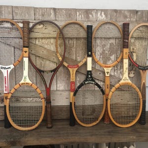 Wood Tennis Racket Spalding Pancho Gonzales Wilson Jack Kramer John McEnroe Cliff Drysdale Wooden Tennis Racquet Sports C