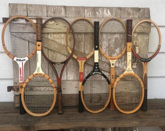 Wood Tennis Racket Spalding Pancho Gonzales Wilson Jack Kramer John McEnroe Cliff Drysdale Wooden Tennis Racquet Sports C