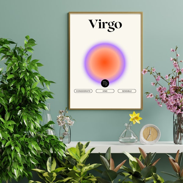 VIRGO star sign poster, virgo gifts, virgo astrology art, virgo zodiac sign, virgo horoscope, virgo aura art, digital artwork