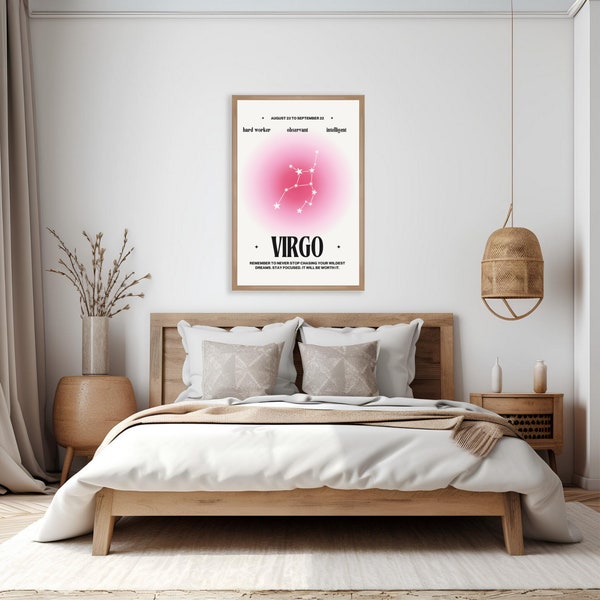 VIRGO astrology constellation wall art, virgo art work, virgo gift, virgo aura art, virgo horoscope, constellation art, digital artwork