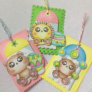 Tag chiudi pacco tema circo realizzate a mano greeting card circus