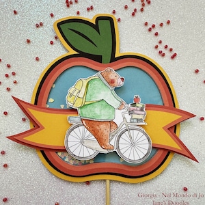 Mela Shaker Topper Professore orso in Bici personalizzabile decorazioni feste
