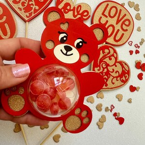 Set San Valentino: Cake toppers - candy box orso - coriandoli party decorazioni realizzate a mano