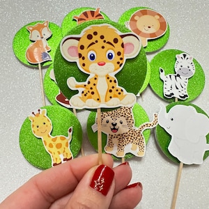 Cupcake toppers party Animali giungla decorazioni compleanno realizzate a mano