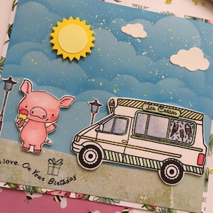 Biglietto di auguri Summer Ice Cream - card compleanno handmade greeting card