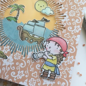Biglietto di auguri pirati fatto a mano greeting card auguri compleanno