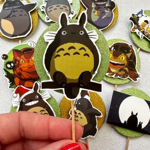 Totoro Decorazioni compleanno: mix Cupcake toppers realizzati a mano