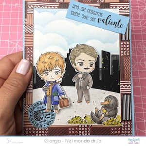 Biglietto auguri realizzato a mano "Animali Fantastici" greeting card compleanno