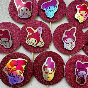 Cupcake toppers party My Melo decorazioni compleanno realizzate a mano