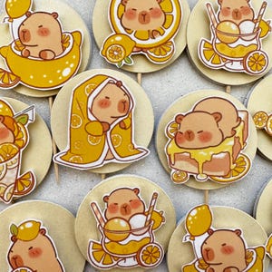 Capibara party decorazioni festa compleanno realizzate a mano: Cupcake toppers