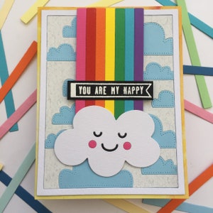 Biglietto di auguri realizzato a mano Nuvola e arcobaleno greeting card birthday