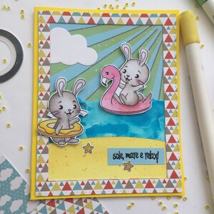 Biglietto di auguri fatto a mano greeting card estate sole mare relax summer