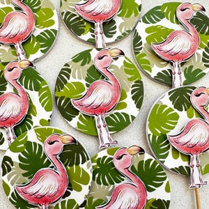 Flamingo Party Decorazioni compleanno: Palloncini - decorazioni per bicchieri - cupcake topper realizzati a mano tema fenicottero