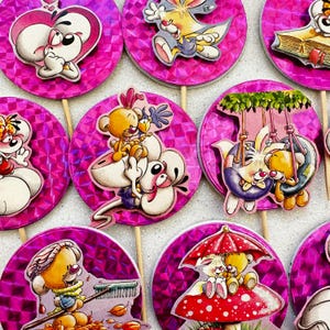 Cupcake toppers party decorazioni compleanno realizzate a mano topo