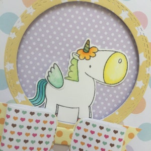 Biglietto di auguri con unicorno "Smile" slide card compleanno handmade greeting card