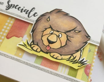 Handmade greeting card Lion birthday greeting card