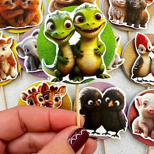 Gemelli Cupcake toppers party twins decorazioni compleanno realizzate a mano animali baby