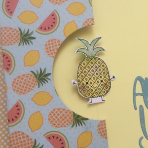 Biglietto di auguri Ananas spinner card handmade estate