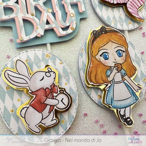 Cupcake topper torta tema Alice nel Paese delle meraviglie party decorazioni compleanno realizzate a mano