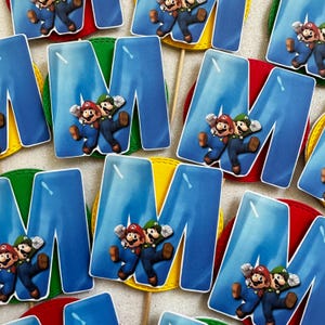 Super Mario Lettera cupcake topper set party compleanno realizzate a mano