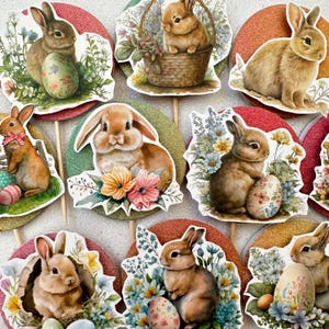 Pasqua Cupcake toppers conigli party decorazioni festa realizzate a mano