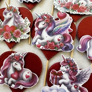 San Valentino Cake toppers party unicorno love decorazioni realizzate a mano