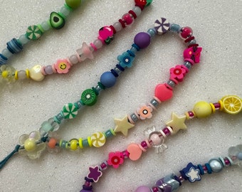 Rainbow Bead Cell Phone Straps - Jewelry Accessories - Phone Beads - Phone Straps