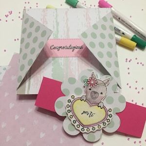 Biglietto di auguri Llama alpaca "congratulazioni" fatto a mano greeting card nascita